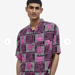 H&M Men Relaxed Fit Sponge Bob Patterned Resort Shirt